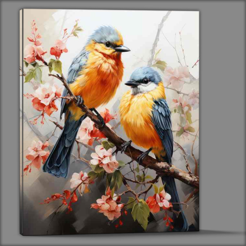 Buy Canvas : (Painted style birds surrounded by flowers)