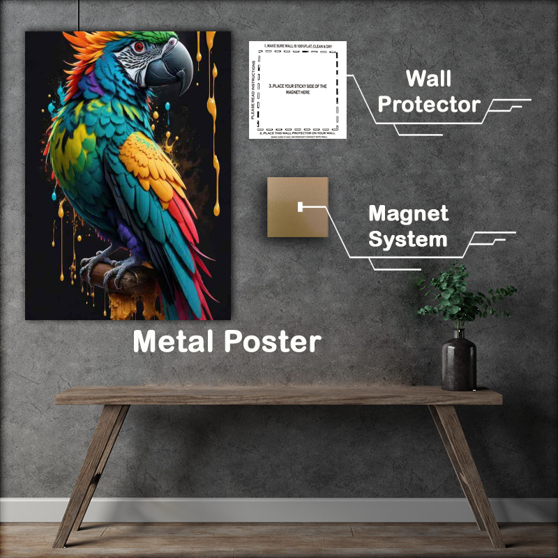 Buy Metal Poster : (Parrot poster black splash)