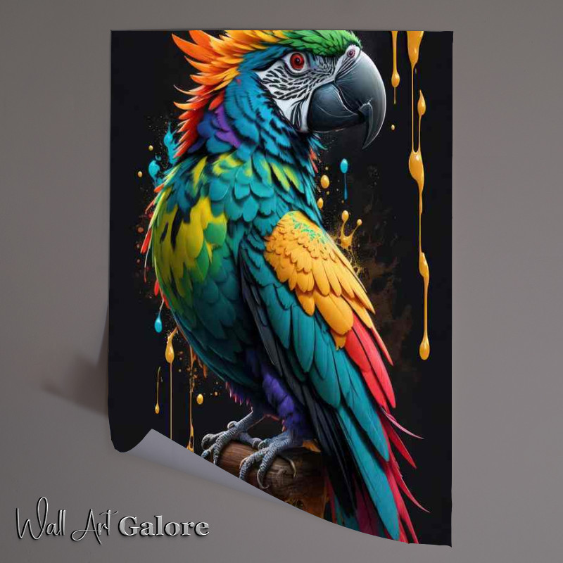 Buy Unframed Poster : (Parrot poster black splash)
