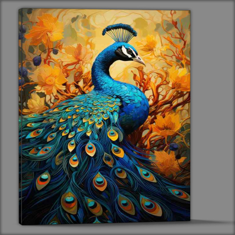 Buy Canvas : (Peacock and Flower Harmony Natures Colorful Symphony)