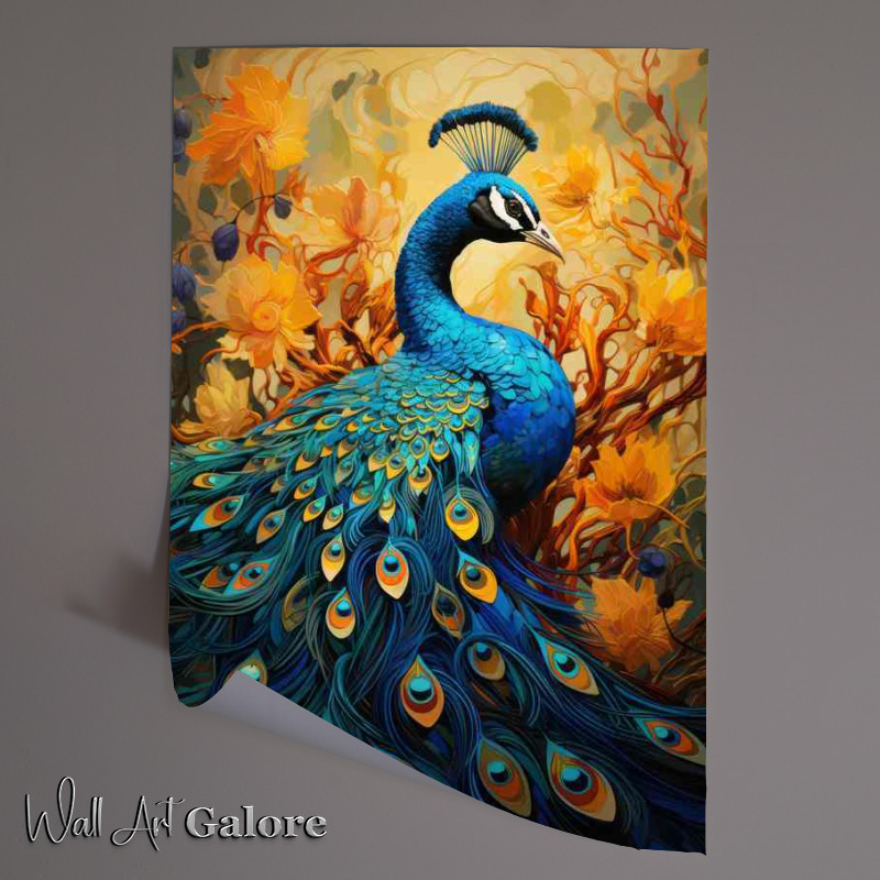 Buy Unframed Poster : (Peacock and Flower Harmony Natures Colorful Symphony)