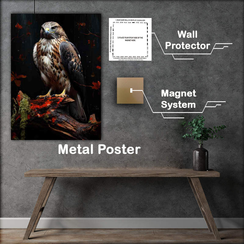 Buy Metal Poster : (Perched Hawks A Study in Stillness and Power)