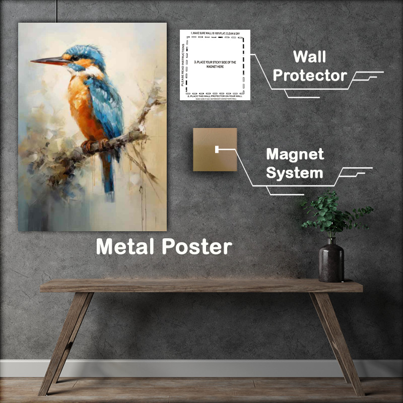 Buy Metal Poster : (Perched for the Hunt Kingfisher Birds in Action)