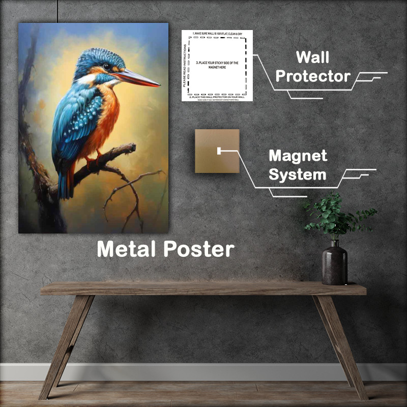 Buy Metal Poster : (Perching Kings of the Sky Capturing Kingfisher Birds)