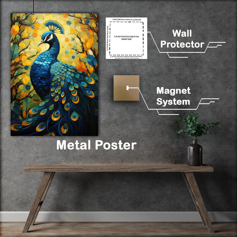 Buy Metal Poster : (Rainbow Feathers The Brilliant Plummage of A Peacock)