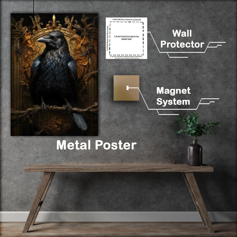 Buy Metal Poster : (Raven on a throne perch)