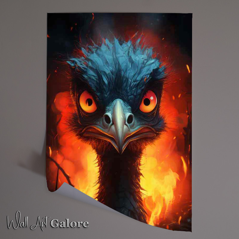 Buy Unframed Poster : (Strange emu running from the fire in the woods)