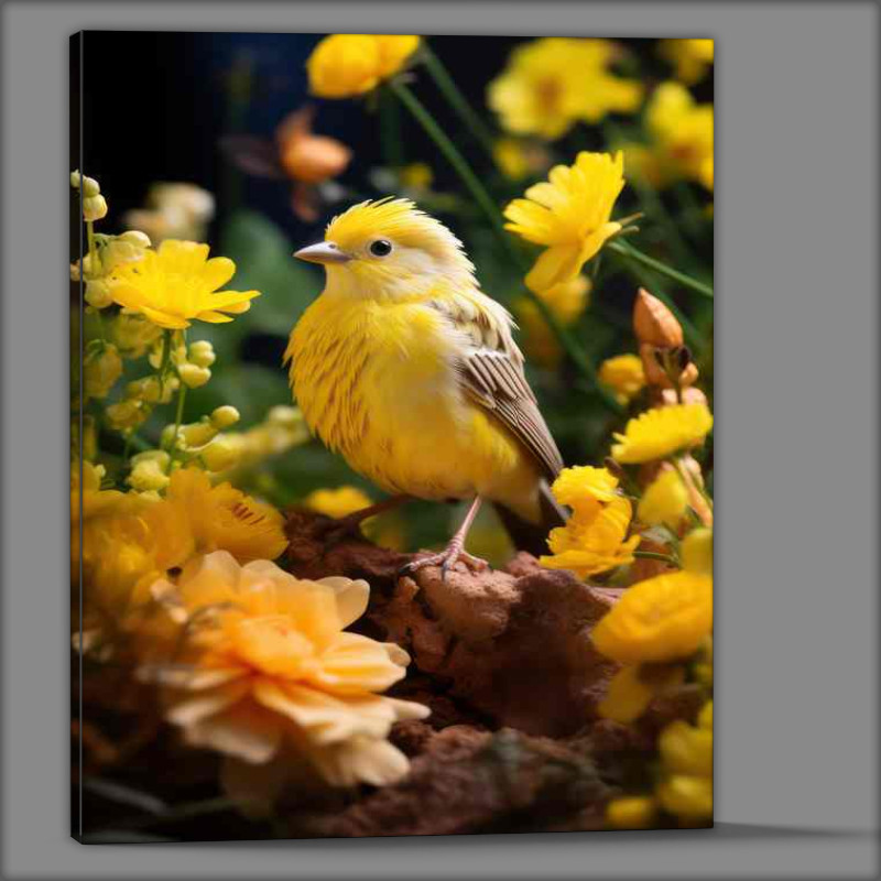 Buy Canvas : (Yellow Bird Sitting on the grass)