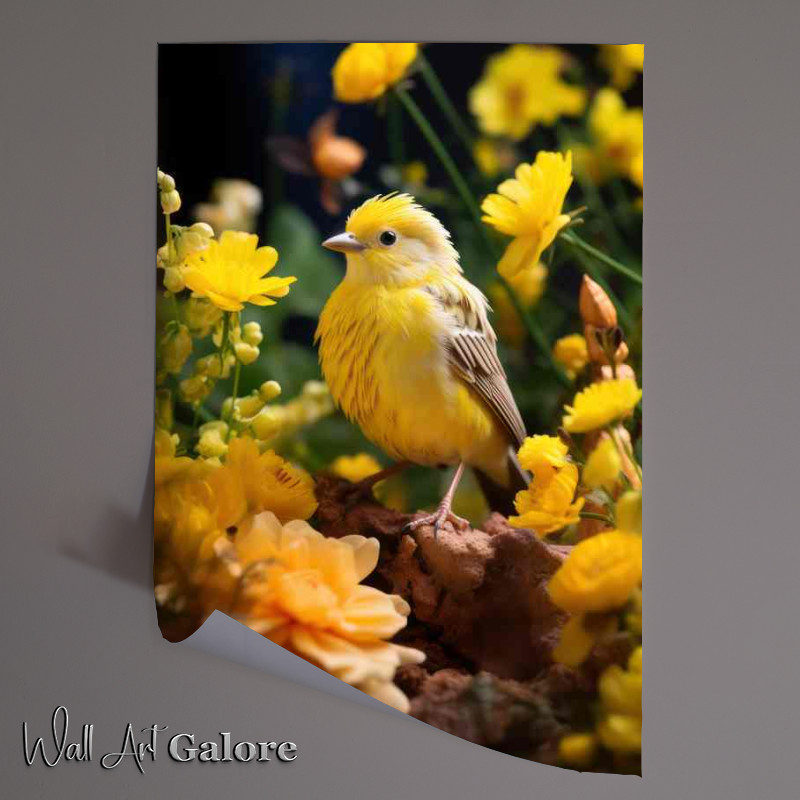 Buy Unframed Poster : (Yellow Bird Sitting on the grass)
