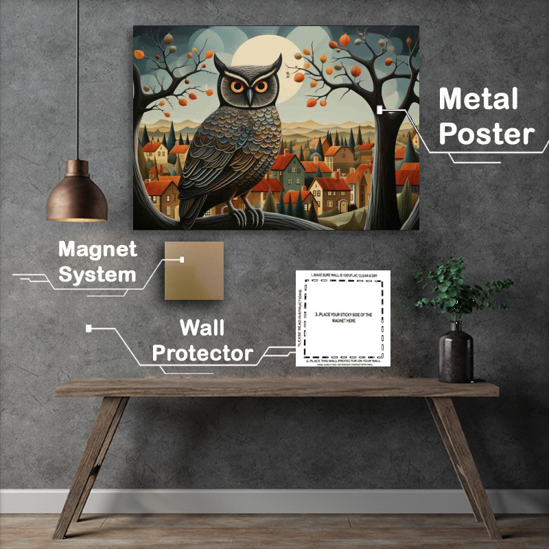 Buy Metal Poster : (A close up of a Owl in the countryside)