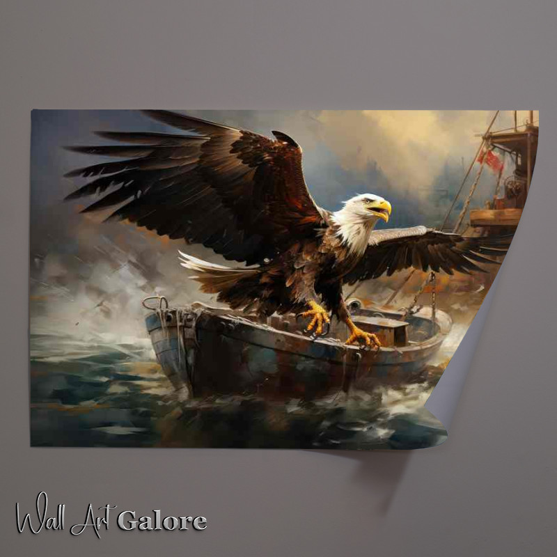 Buy Unframed Poster : (Bald Eagle on the hunt for food at sea)