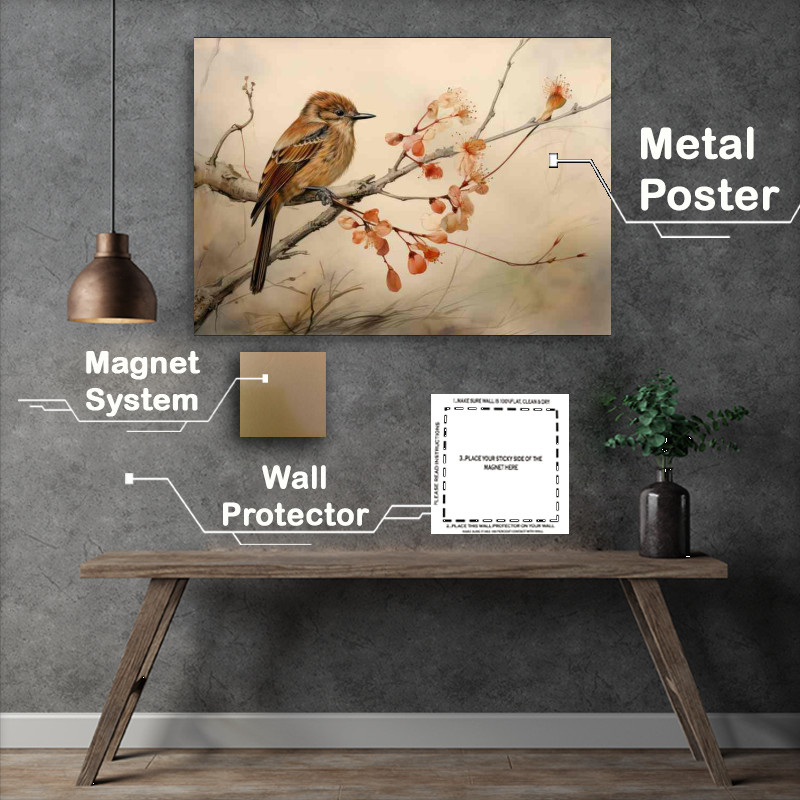 Buy Metal Poster : (Birds in the Limelight Capturing Beauty on a Branch)