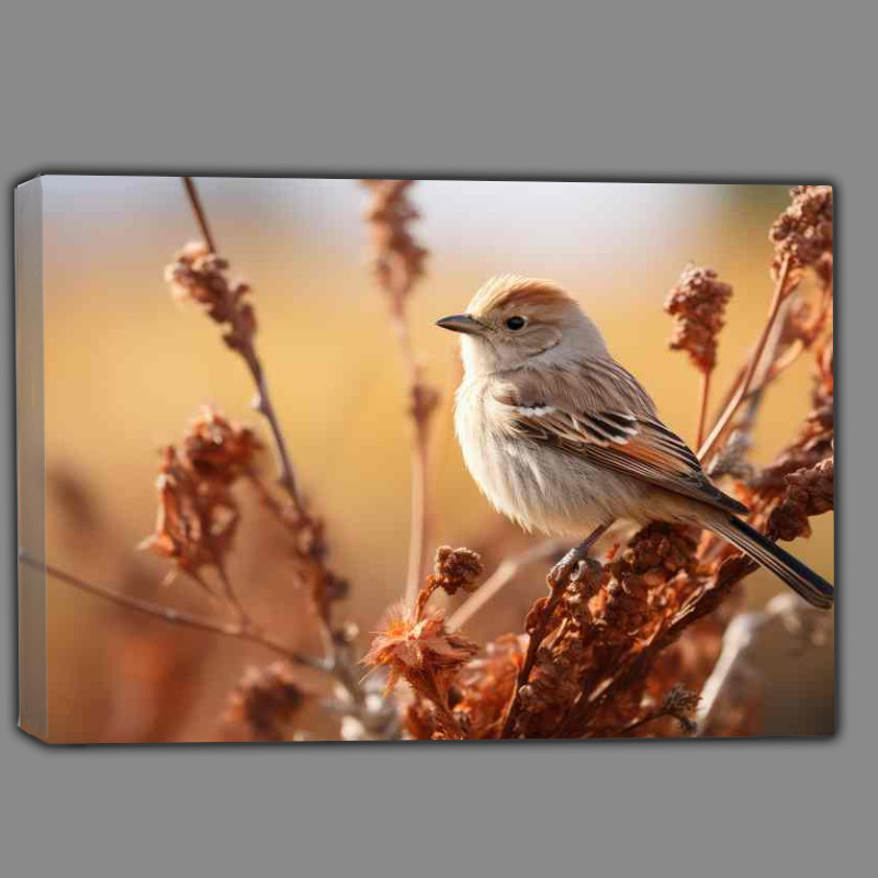 Buy Canvas : (Chaffinch on a branch in the open field in the countryside)
