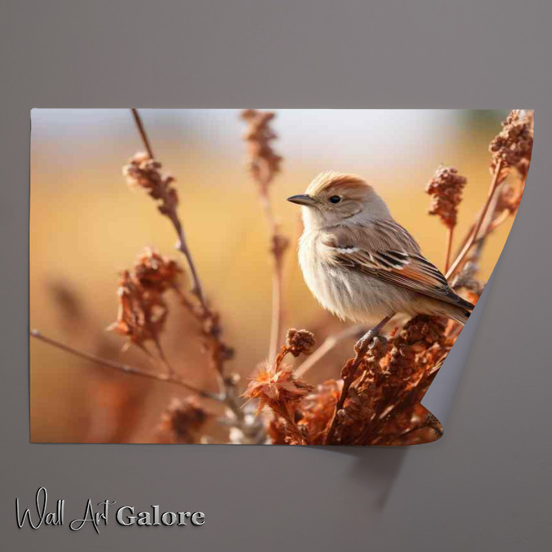 Buy Unframed Poster : (Chaffinch on a branch in the open field in the countryside)