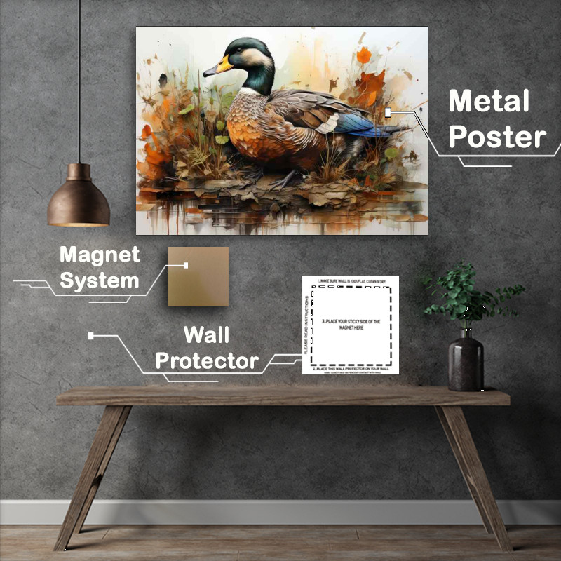 Buy Metal Poster : (Feathered Friends Ducks on a Piece of Land)