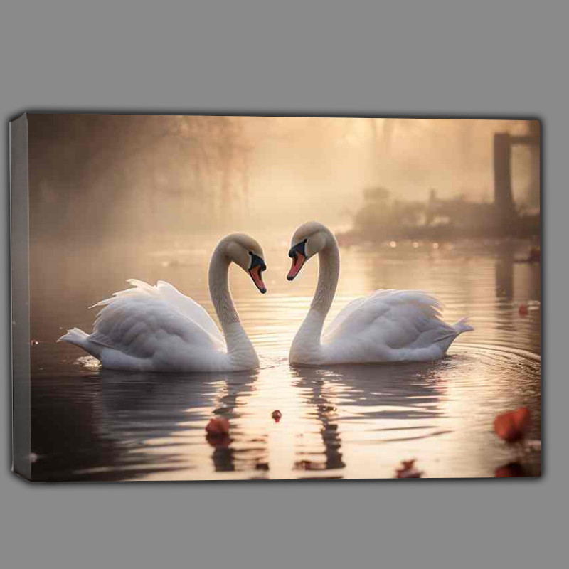 Buy Canvas : (Graceful Swans on a Lake A Tranquil Scene)