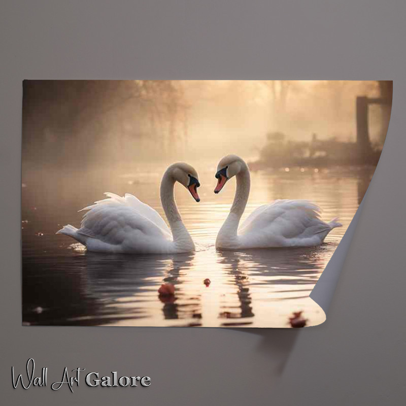 Buy Unframed Poster : (Graceful Swans on a Lake A Tranquil Scene)