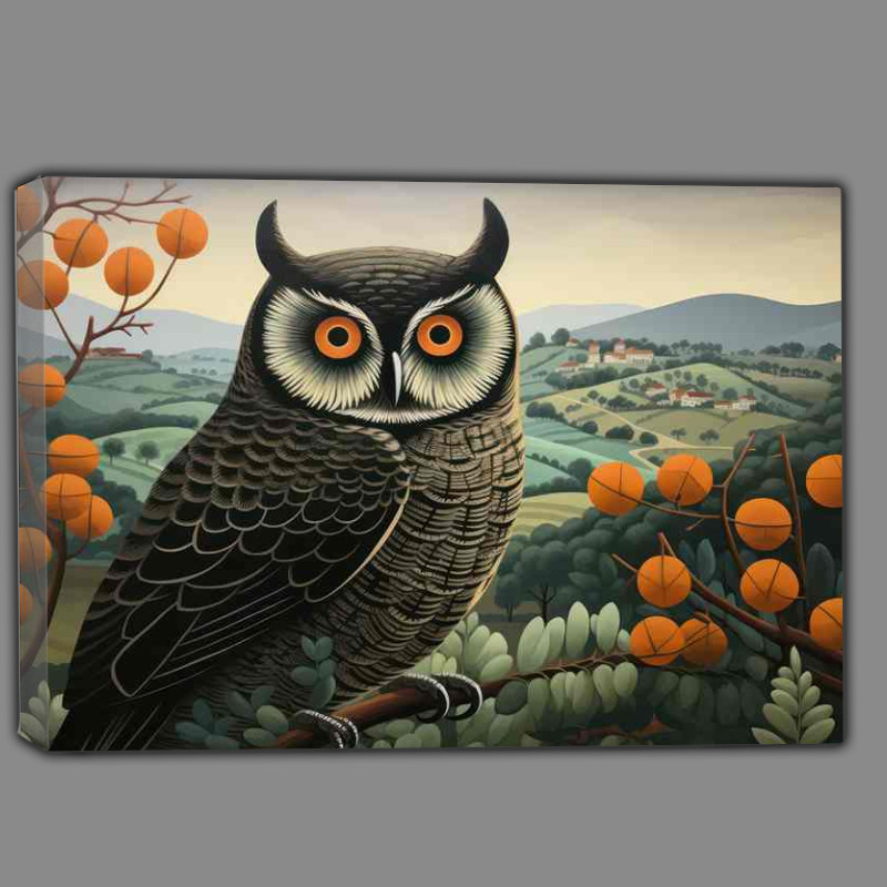 Buy Canvas : (Owl in the countryside in mid autumn)