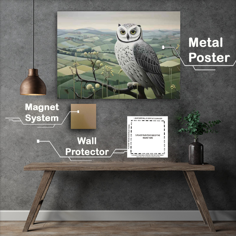 Buy Metal Poster : (Owl on watch over looking the countrysde)