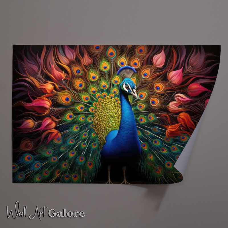 Buy Unframed Poster : (Peacock in a colourful display)