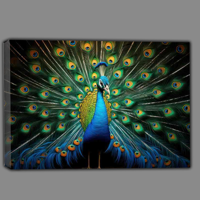 Buy Canvas : (Peacock in full bloom showing all its feathers)