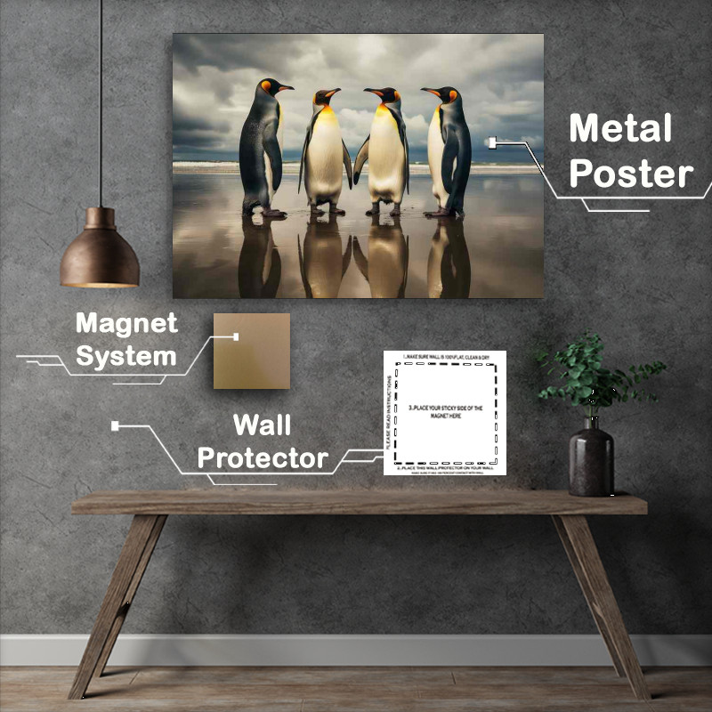 Buy Metal Poster : (Penguins on a beach having a conversation)