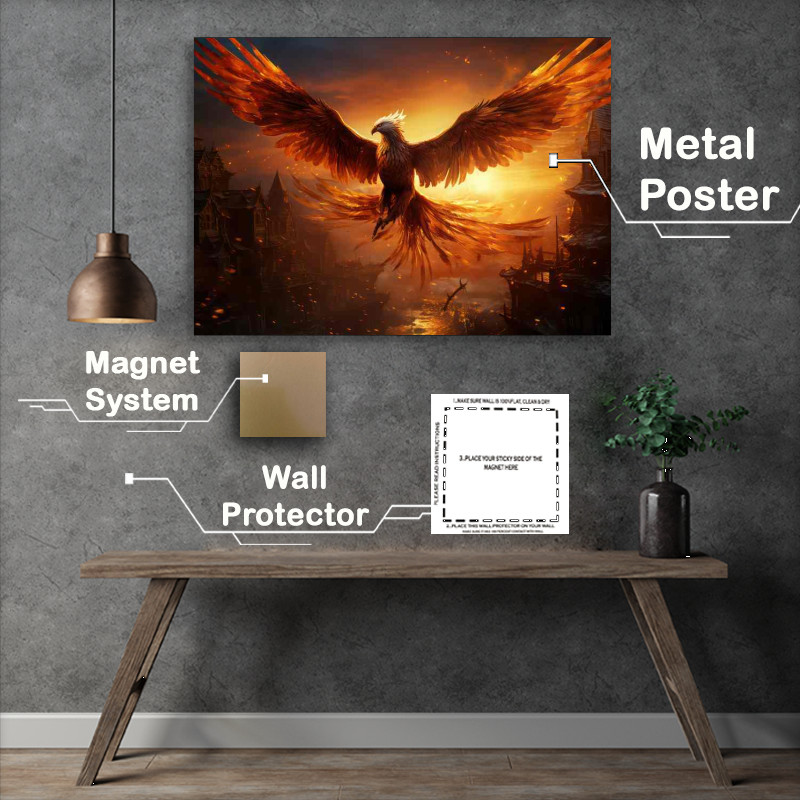 Buy Metal Poster : (Phoenix Rising from the Ashes An Icon of Resilience)