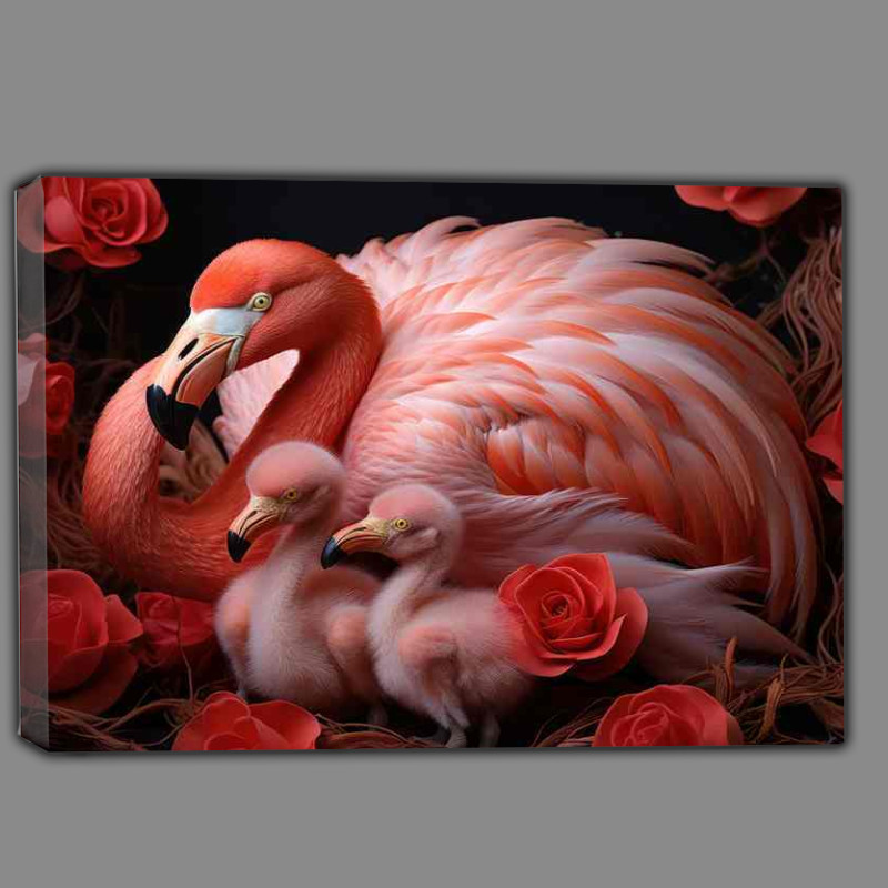 Buy Canvas : (Pink Flamingo Hatchlings The Miracle of New Life)