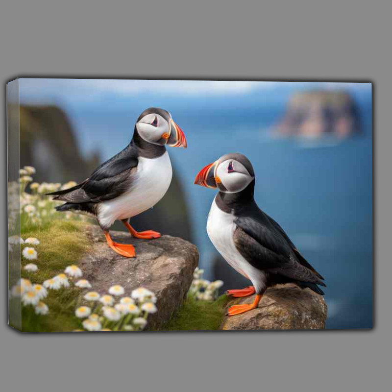 Buy Canvas : (Puffins in Art and Folklore Symbols of Coastal Charm)