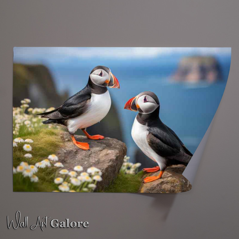 Buy Unframed Poster : (Puffins in Art and Folklore Symbols of Coastal Charm)