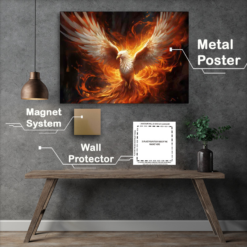 Buy Metal Poster : (Rising from Darkness The Phoenix Soars in the Night)