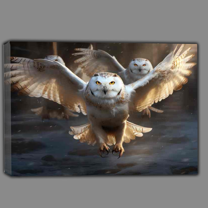 Buy Canvas : (Snowy Owls Going Home to nest)