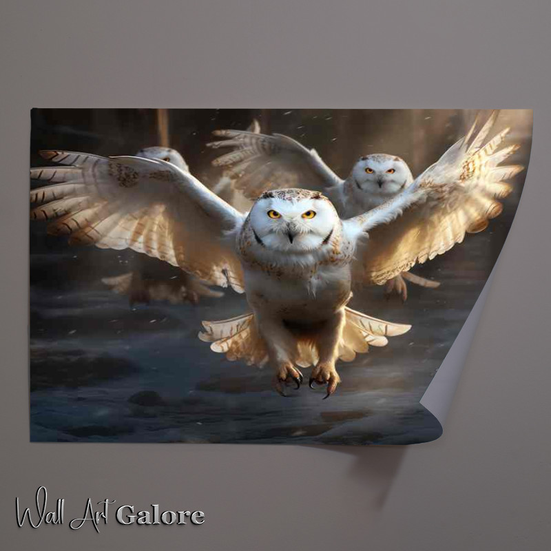 Buy Unframed Poster : (Snowy Owls Going Home to nest)