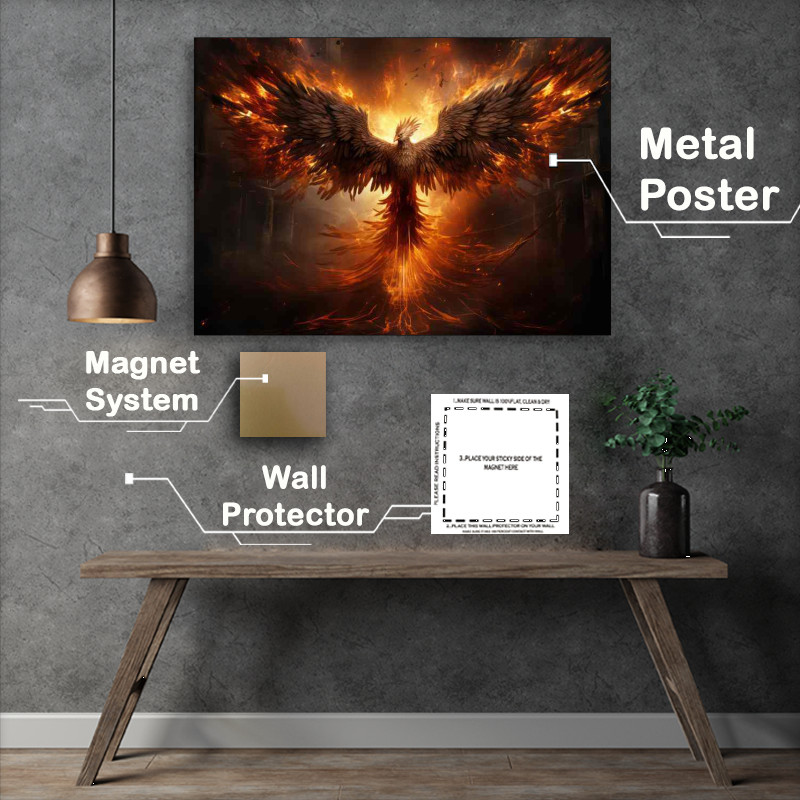 Buy Metal Poster : (The Nighttime Ascension The Phoenix Takes Flight)