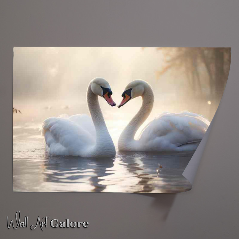 Buy Unframed Poster : (Watching Swans on a Lake A Peaceful Retreat)