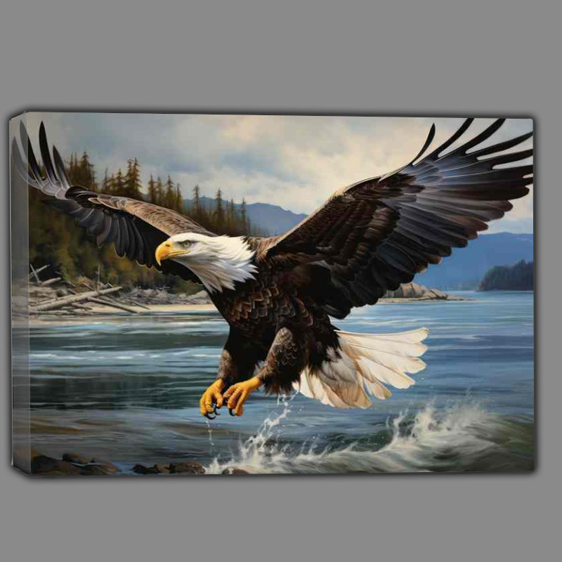 Buy Canvas : (Witnessing Eagles Soaring Above Water Nature's Beauty)
