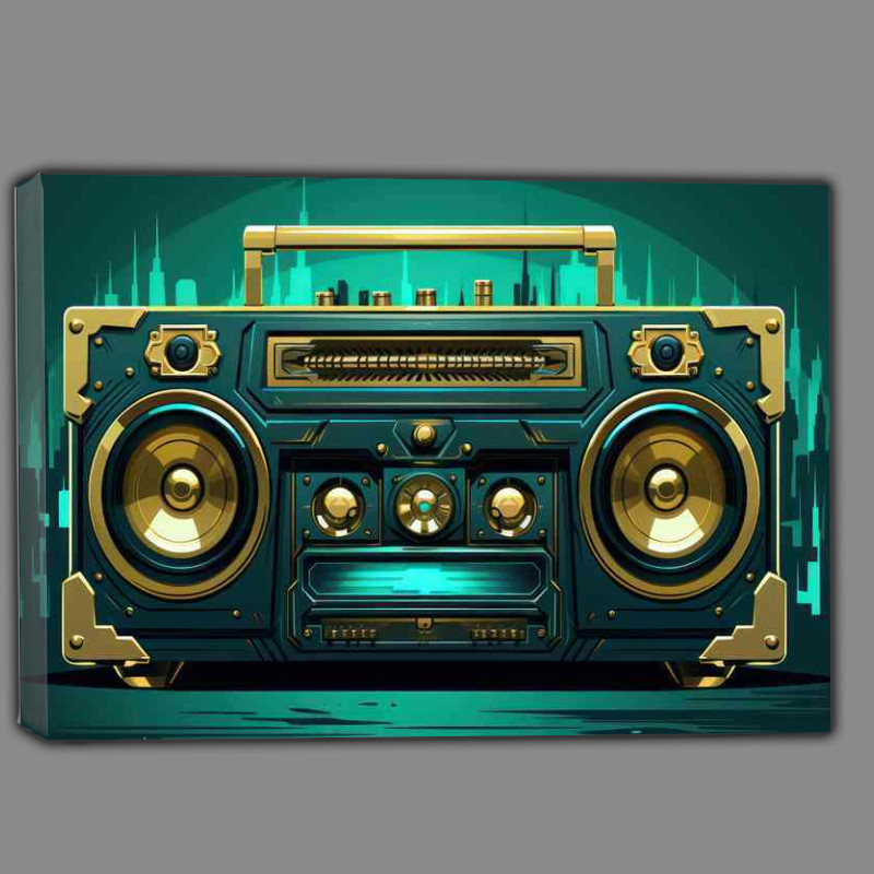 Buy Canvas : (Cartoon illustration of a boombox blue and green)