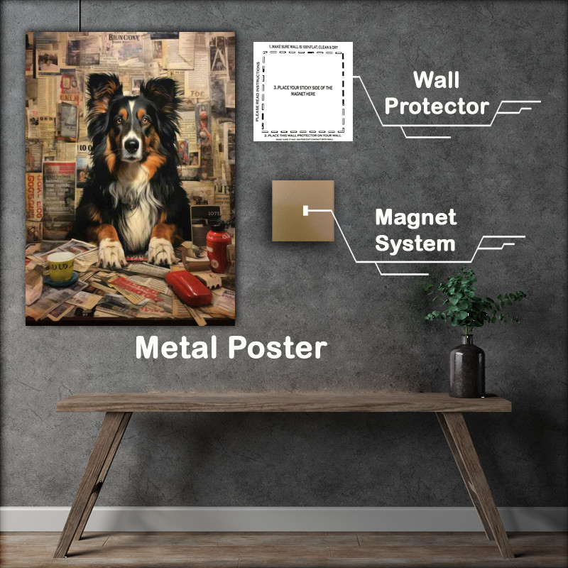 Buy Metal Poster : (Chloe the Collie Reading her newspaper)