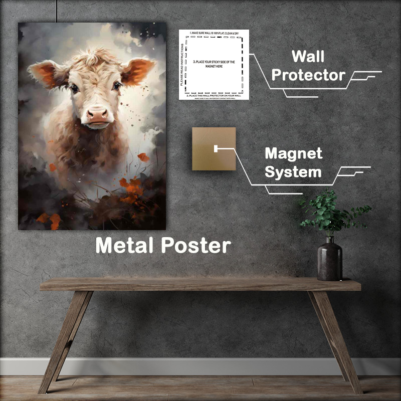 Buy Metal Poster : (Cow Claf looking Photo ready)