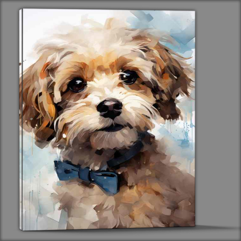 Buy Canvas : (Cute Dog in a bow tie been curious)