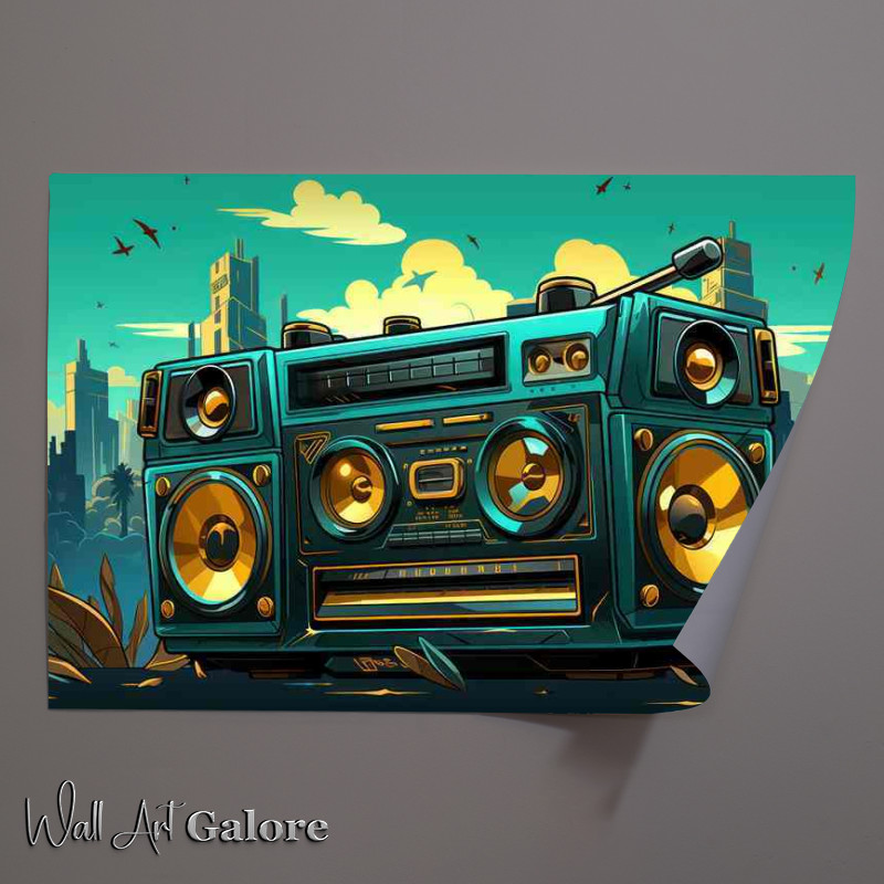 Buy Unframed Poster : (Cartoon illustration of a boombox hip hop style)