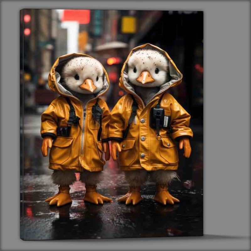 Buy Canvas : (Cute Ducks In the rain with Jackets on)