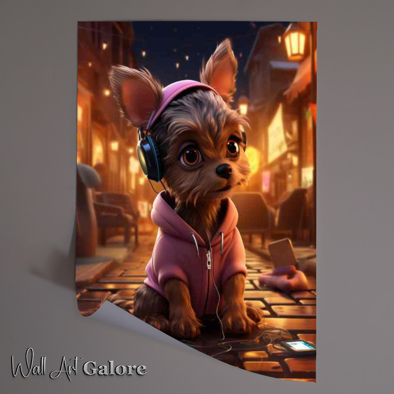 Buy Unframed Poster : (Cute Yorkshire Terrier going to the gym in pink)