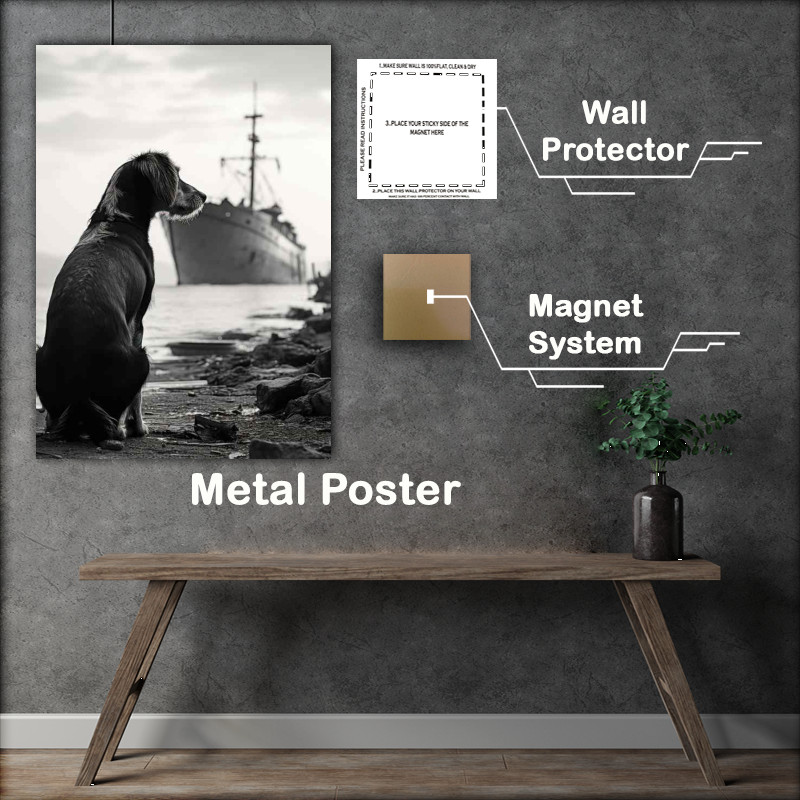 Buy Metal Poster : (Dog at the docks waiting for his master to come home)