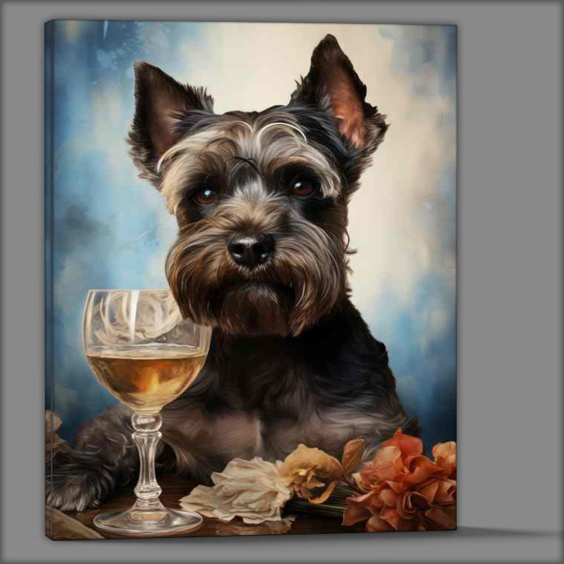 Buy Canvas : (Dog having a gless of beer cheers)