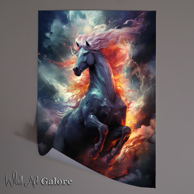 Buy Unframed Poster : (Horse In the sky with a pink mane)