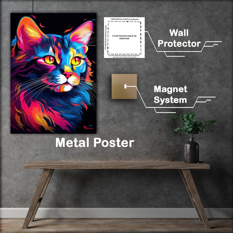 Buy Metal Poster : (In Living Color The World of Colorful Cat)