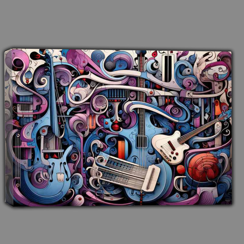 Buy Canvas : (Doodling background shows various music instruments swirls)