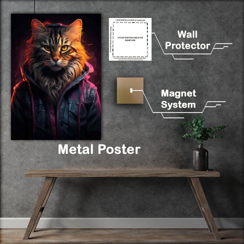 Buy Metal Poster : (Paws and Pigments The Artistry of Colorful Cats)