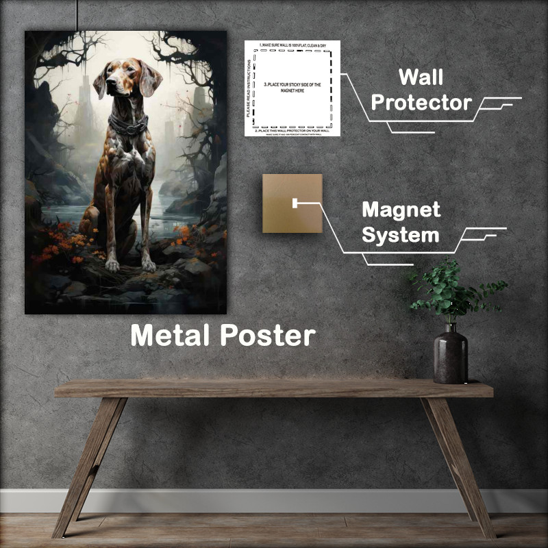 Buy Metal Poster : (Pointer Dog In the woods sitting)